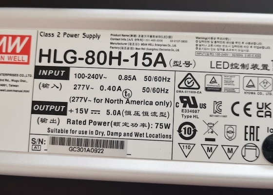 Le pilote de Meanwell de la série HLG 40W 60W 80W 100W 120W 150W 185W pilote étanche IP65 IP67 12V 15V 24V 36V 48V 56V