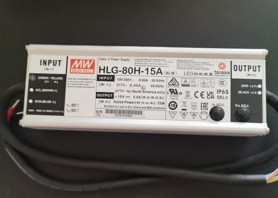 MEAN WELL HLG-80H-15A 75W 15V 5A IP65 LED Driver tension constante et alimentation LED à courant constant