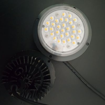 Module LED rond 10 W–60 W avec angle de faisceau de 90 degrés, efficacité 100–130 lm/W et protection IP67/IK08.