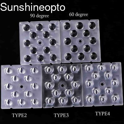 Lentille LED PC de qualité optique 12 en 1 50x50x5,57 mm pour la lumière