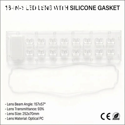 Lentille optique PC étanche IP65, 252 × 70mm, pour modules de réverbère LED