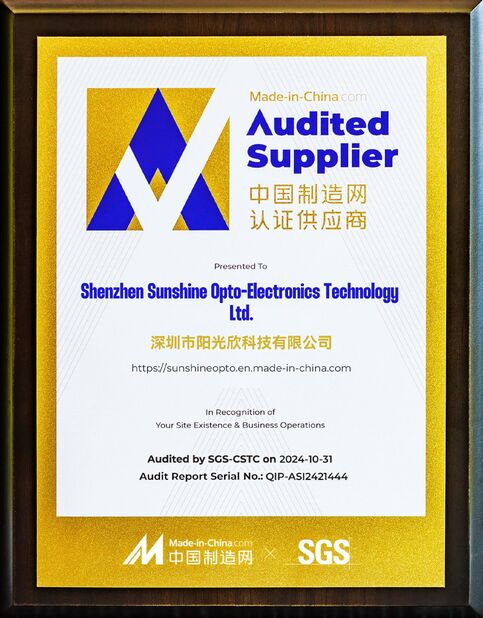 LA CHINE Sunshine Opto-electronics Enterprise Co.,ltd certifications